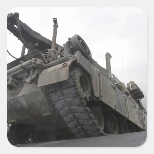 Een M88A2 Hercules Recovery Vehicle Vierkante Sticker (Voorkant)