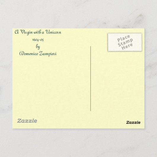 Een Maagd met een Unicorn van Domenico Zampieri Briefkaart (Achterkant)