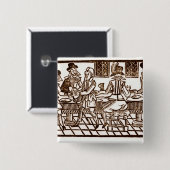 Een maaltijd bij Inn Vierkante Button 5,1 Cm (Voorkant /achterkant)
