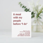 Een maaltijd met mijn mensen voor "ik doe" rustiek briefkaart (Staand voorkant)