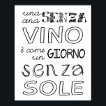 Een maaltijd zonder wijn... poster<br><div class="desc">Vergeet dit oude Italiaanse gezegde niet, "Una cena senza vino e come un giorno senza sole", een maaltijd zonder wijn is als een dag zonder zonneschijn.</div>