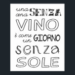 Een maaltijd zonder wijn... poster<br><div class="desc">Vergeet dit oude Italiaanse gezegde niet,  "Una cena senza vino e come un giorno senza sole",  een maaltijd zonder wijn is als een dag zonder zonneschijn.</div>