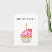 Eén Maand Gelukkig Nuchter Jubileum Cupcake Kaart (Voorkant)