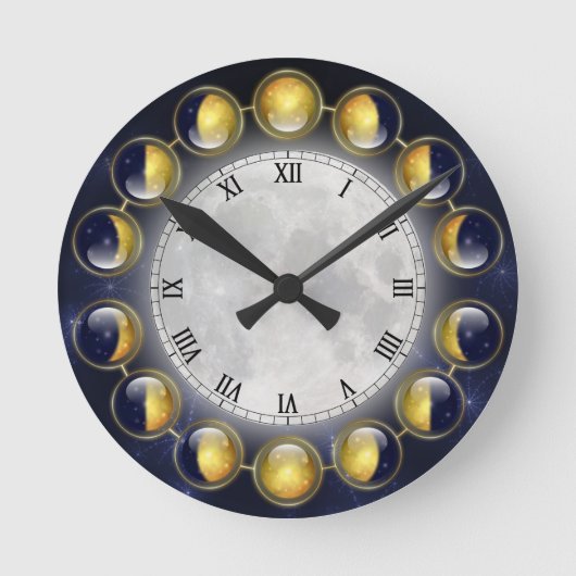 Een maand in het leven van de moonklok ronde klok (Voorkant)