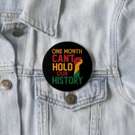 Een maand kan onze geschiedenis niet bijhouden ronde button 7,6 cm