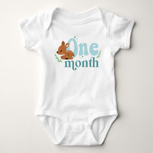 Eén maand milestone Blue Baby Bodysuit (Voorkant)