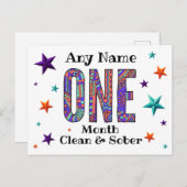 Één Maand of Jaar soberheidskaart gepersonaliseerd Briefkaart (Voorkant / Achterkant)