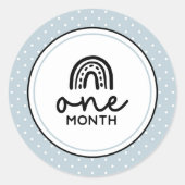 Een maand regenbogen en polka dots baby mijlpaal ronde sticker (Voorkant)