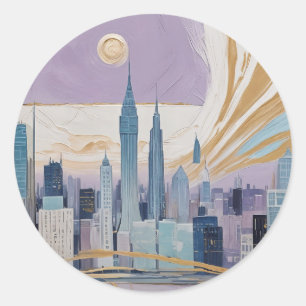 Een Maanstadslandschap Ronde Sticker