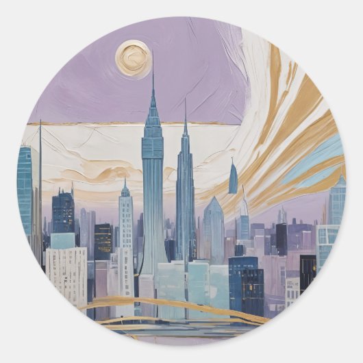 Een Maanstadslandschap Ronde Sticker (Voorkant)