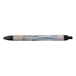 Een Maanstadslandschap Zwarte Inkt Pen