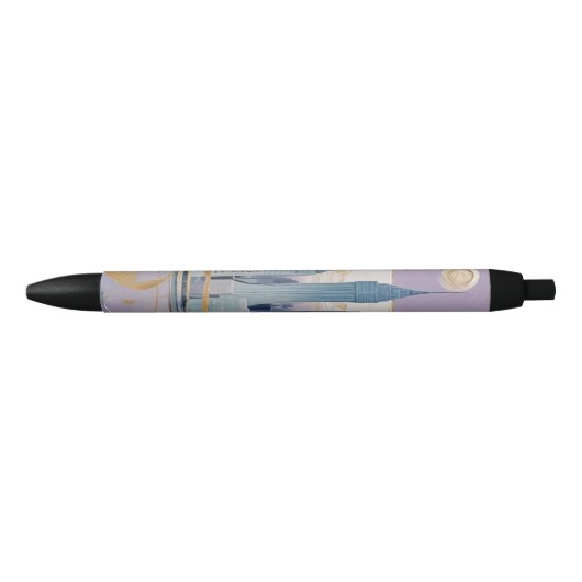 Een Maanstadslandschap Zwarte Inkt Pen (Voorkant)