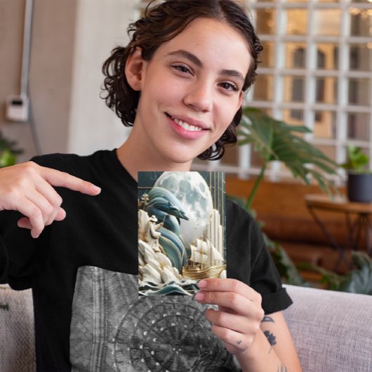 Een maanverlicht zeevaart avontuur briefkaart