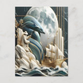 Een maanverlicht zeevaart avontuur briefkaart (Voorkant)