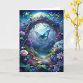 Een maanverlichte vlinder kaart (Gele Bloem)