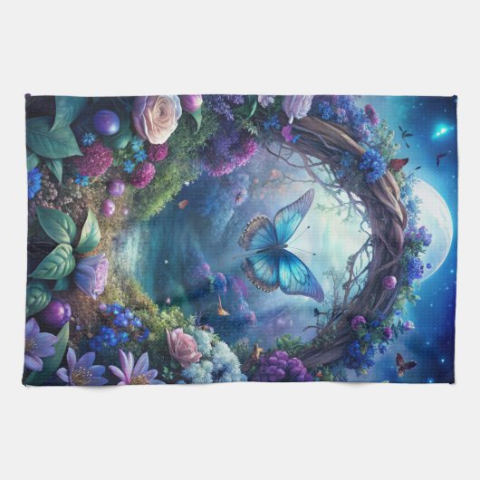 Een maanverlichte vlinder theedoek (Horizontaal)