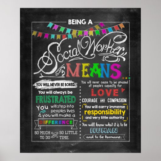 Een maatschappelijk werker zijn betekent Inspirere Poster (Voorkant)