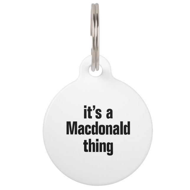 een macdonald ding huisdierpenning (Voorkant)