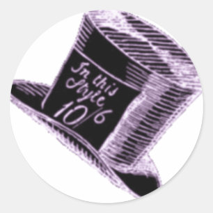 Een Mad Hatter-Pet in het zwart met Paarse tint Ronde Sticker