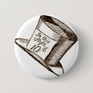 Een Mad Hatter-Pet in Sepia Ronde Button 5,7 Cm