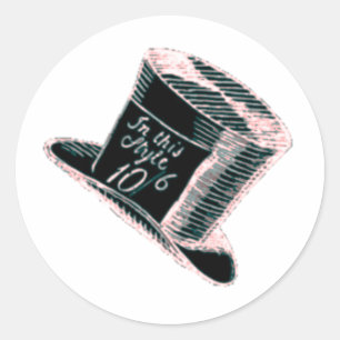 Een Mad Hatter-Pet in zwart met roze tint Ronde Sticker