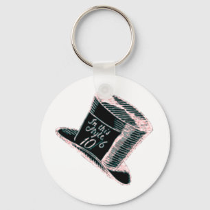 Een Mad Hatter-Pet in zwart met roze tint Sleutelhanger