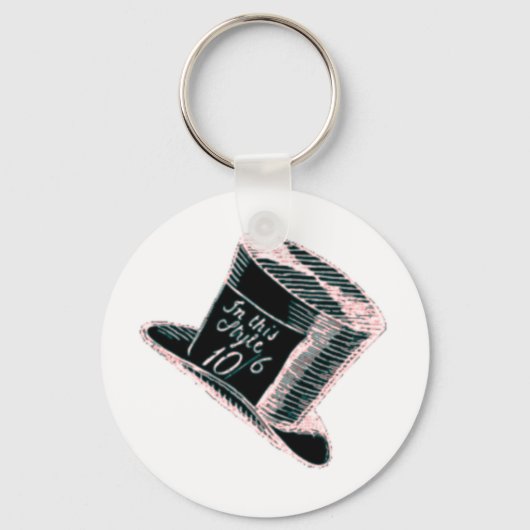 Een Mad Hatter-Pet in zwart met roze tint Sleutelhanger (Voorkant)