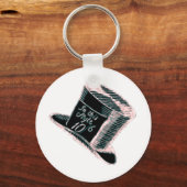 Een Mad Hatter-Pet in zwart met roze tint Sleutelhanger (Voorkant)