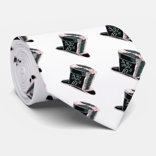 Een Mad Hatter-Pet in zwart met roze tint Stropdas (Opgerold)