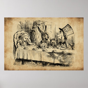 Een Mad Tea Party (1865) door John Tenniel Poster