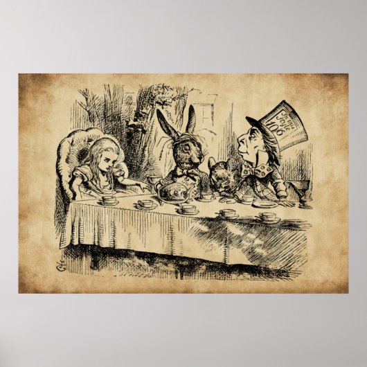 Een Mad Tea Party (1865) door John Tenniel Poster (Voorkant)