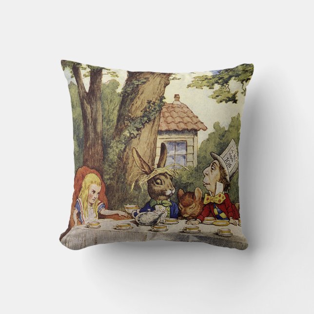 Een Mad Tea Party met Alice in Wonderland Pillow Kussen (Voorkant)