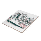 Een Mad Tea Party Tenniel Pink Tint Tegeltje (Zijkant)