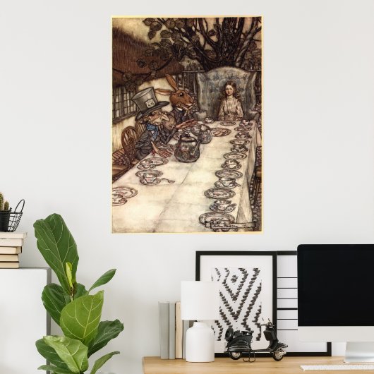 Een Mad Tea Party van Arthur Rackham Poster (Thuiskantoor)