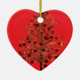 Een magere valentijnsboom op een keramisch ornament