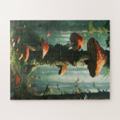 een magisch bos, paddenstoelen, een mystiek bos, n legpuzzel (Horizontaal)