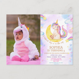 Een Magisch Eenhoorn en Regenboog Verjaardagsfeest Briefkaart