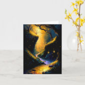 Een magisch fairy glen met vuurvliegend Wenskaart Kaart (Gele Bloem)