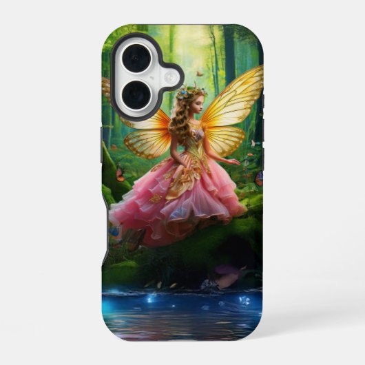 Een magisch sprookjesbos bos iPhone 16 hoesje (Achterkant)