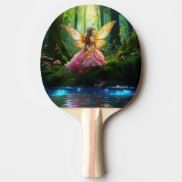 Een magisch sprookjesbos bos tafeltennisbatje