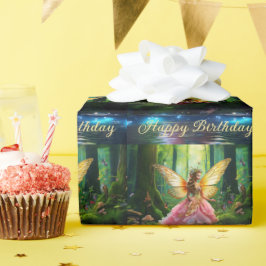 Een magisch sprookjesbos Happy Birthday Cadeaupapier