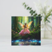 Een magisch sprookjesbos Happy Birthday Kaart (Staand voorkant)