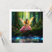 Een magisch sprookjesbos Happy Birthday Kaart (Voorkant / Achterkant in situ)