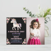 Een magische dag Eenhoorn Verjaardag Uitnodigingen (Staand voorkant)