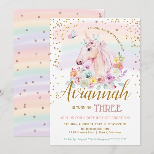 Een Magische Dag Sorbet Eenhoorn Verjaardag Kaart (Voorkant / Achterkant)