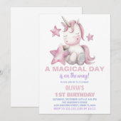 Een magische dag Unicorn verjaardagsuitnodigingen Kaart (Voorkant / Achterkant)
