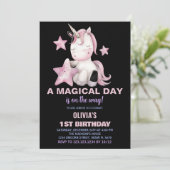 Een magische dag Unicorn verjaardagsuitnodigingen Kaart (Staand voorkant)