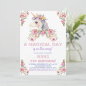 Een magische dag Unicorn verjaardagsuitnodigingen Kaart (Staand voorkant)