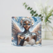 Een magische dag | Zwarte engel met blauwe ogen Kaart (Staand voorkant)