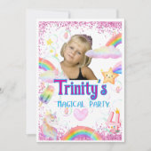 Een magische Eenhoorn 4e Verjaardag Uitnodiging (Voorkant)